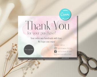 PRINTABLE Business Thank You Card Insert Editable Template Modern Pastel Design (Digital Download)