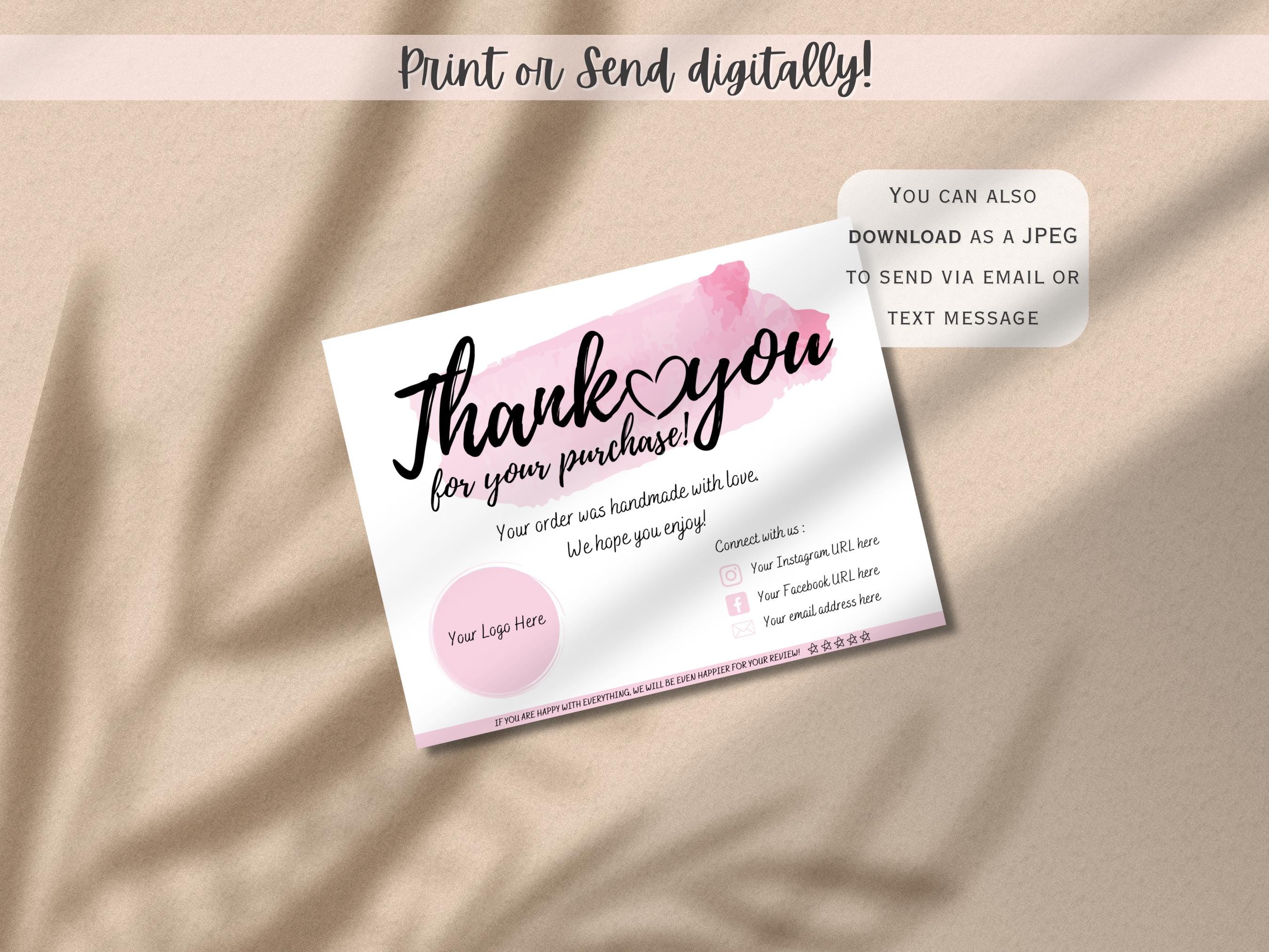 PRINTABLE Business Thank You Card Insert Editable CANVA Template Modern ...