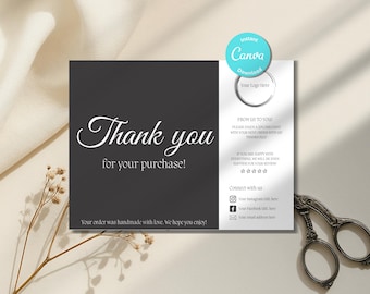 Editable Business Thank You Card Template, Modern Black and White (Canva Digital Download 5.5x4.25in)