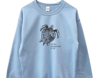 Hand Drawn Sea Turtle, Grand Cayman Turtle Farm Crewneck Sweatshirt