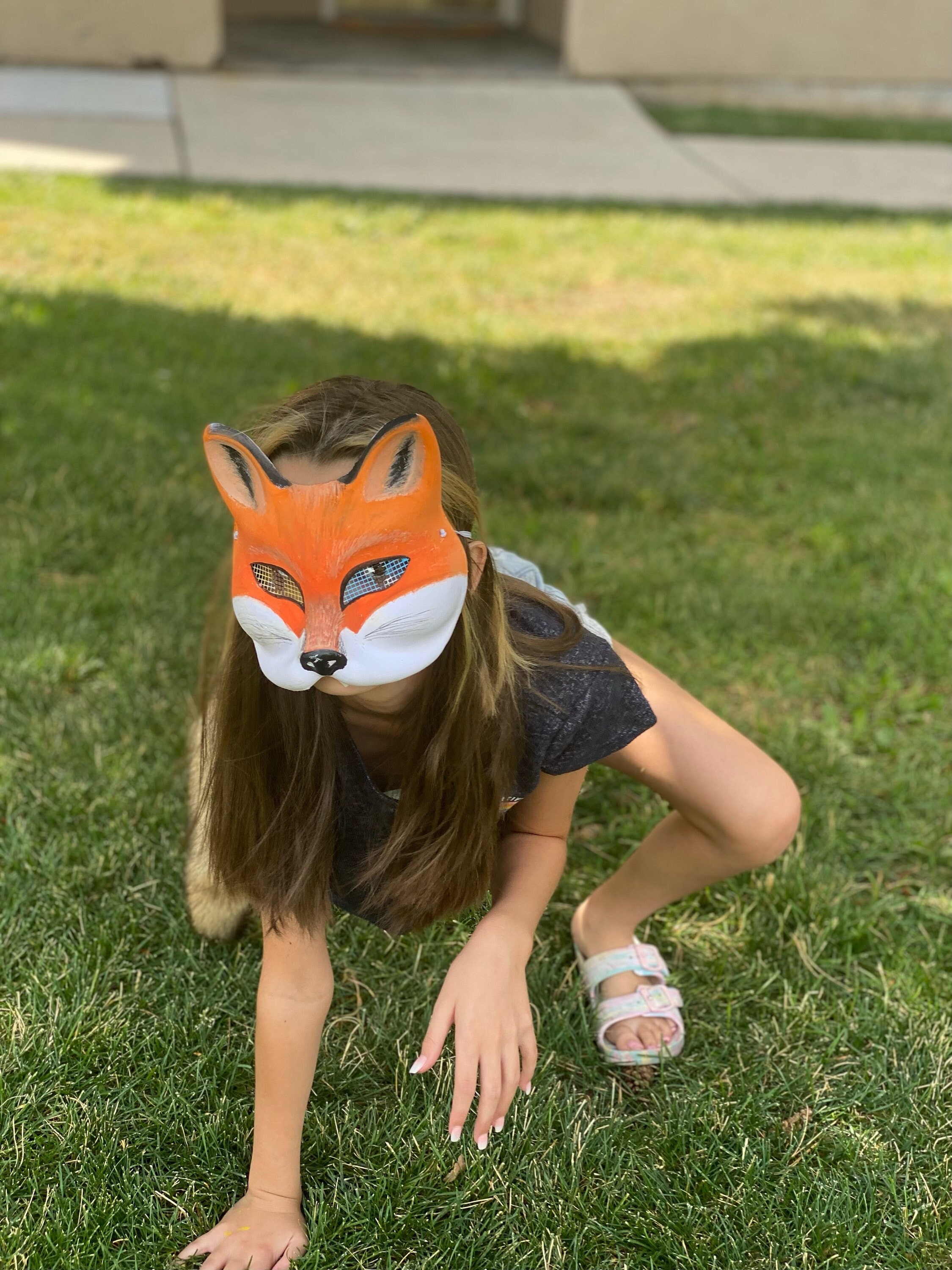  KUYYFDS Therian Mask Halloween Fox Mask Leather DIY