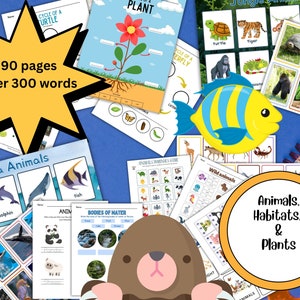 Zwierzęta, siedliska i rośliny – fiszki: nauka Montessori w przedszkolu (PDF)