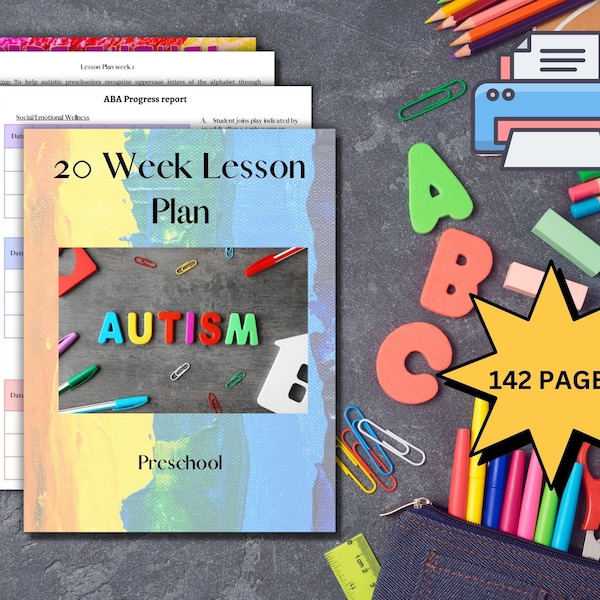 Preschool Autism Lesson Plan Curriculum (Home Learning made easy) 20 Weeks or 40 weeks Workbook Binder