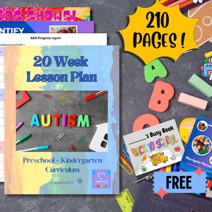 Preschool - Kindergarten Autism 20 Week Lesson Plan (Part of Complete Curriculum) Home Learning SPED / FREE!!! Magazine and Busy Book