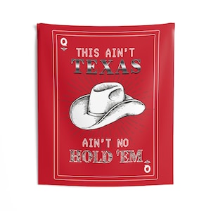 Texas Hold 'Em // Tapisserie murale d'intérieur avec paroles de Beyoncé // This Ain't Texas Ain't No Hold 'Em // Merchandise pour les fans // Rouge