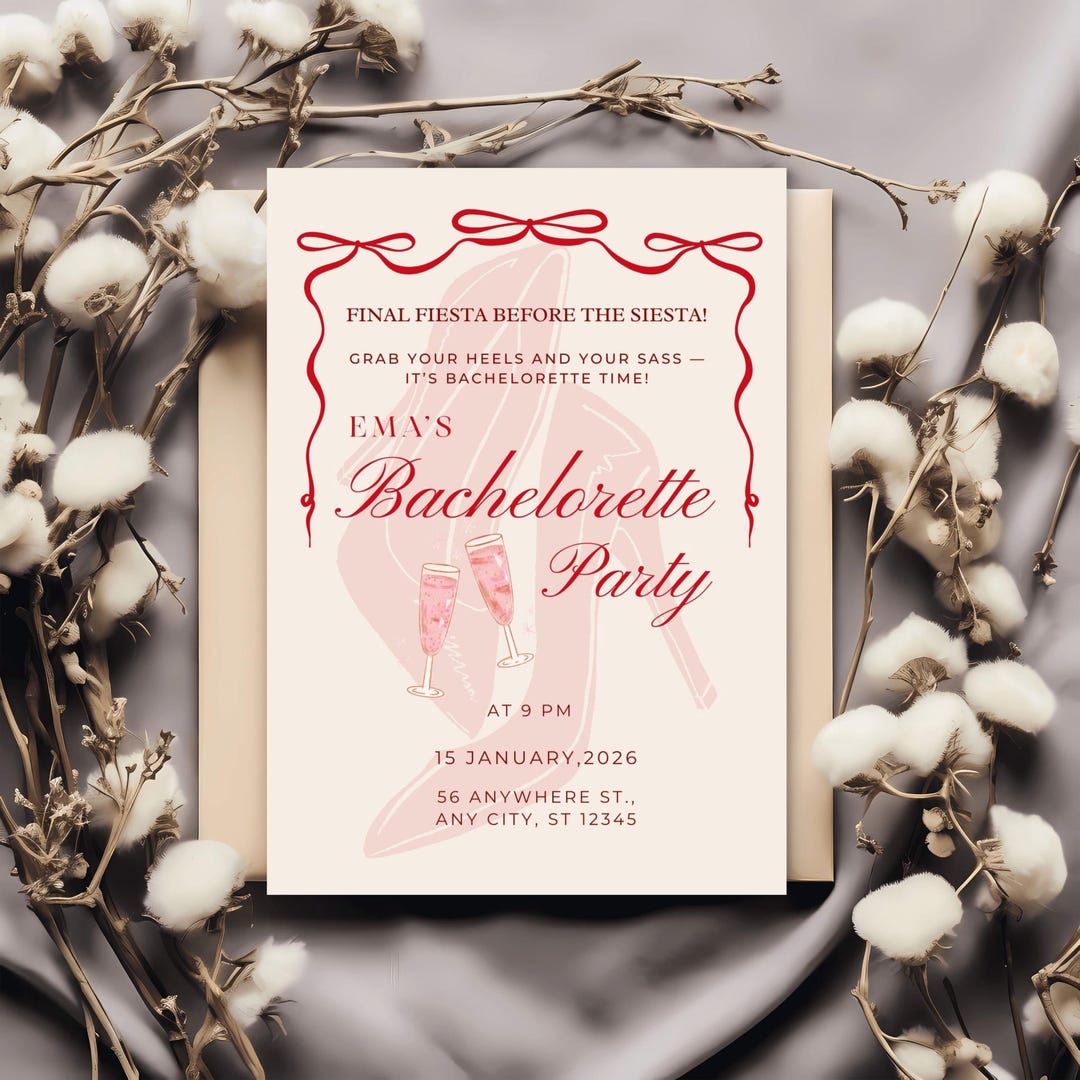 Editable Bachelorette Party Invitation Template | Pink Champagne Canva ...