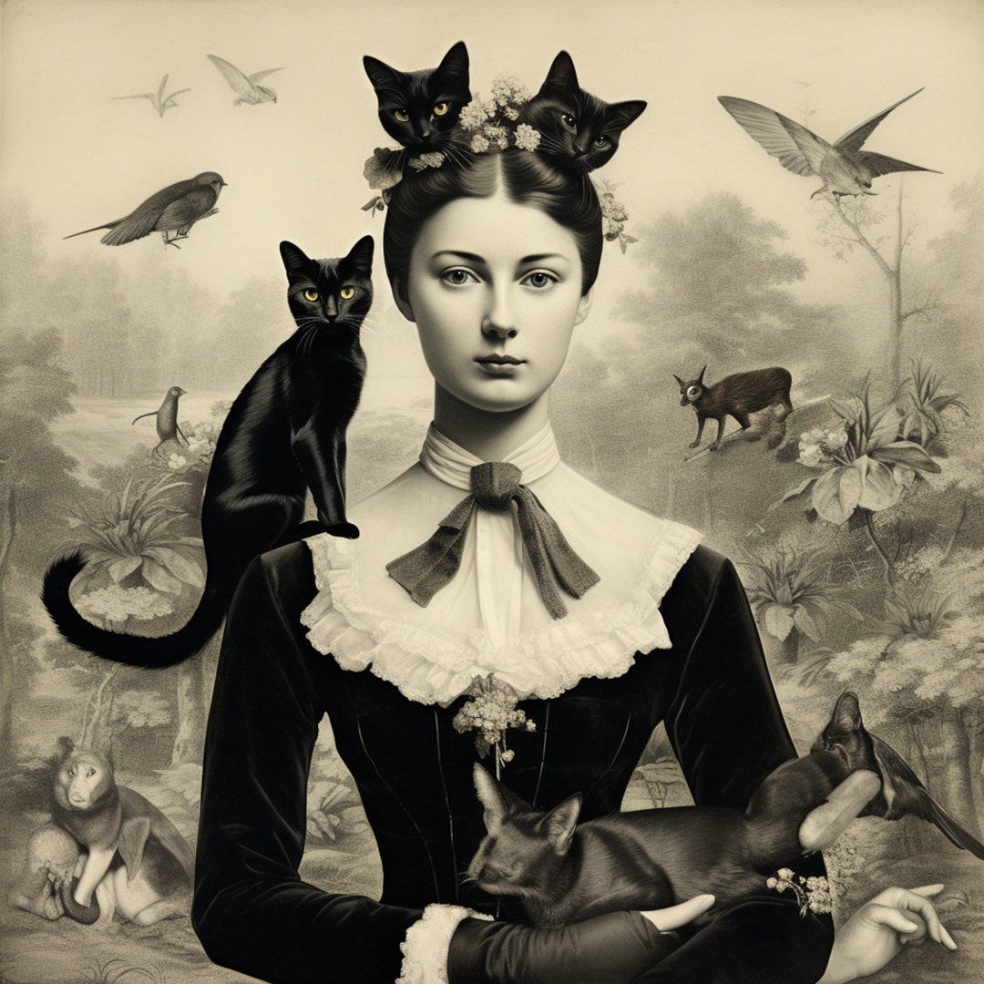 Vintage Collage, Retro Portraits, Antique Style Art, Classic Montage