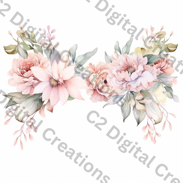 20+ Watercolor Wildflower-Wild Flowers-Premade Borders-Wedding Clipart-Spring Clipart-400 DPI PNG-commercial use-Transparent Background