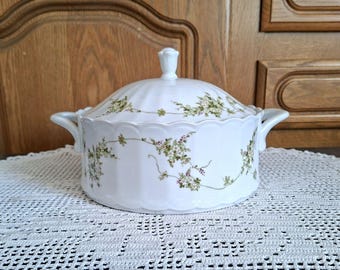 Vintage Eschenbach Bavaria Covered Vegetable Bowl, Lidded Tureen, German Porcelain Serving Dish, Floral Soup Tureen, Farmhouse Table Decor