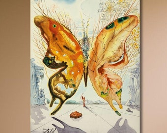 Arte mural de Salvador Dalí, impresión de mariposas de Salvador Dalí, pinturas de Salvador Dalí, listas para colgar, arte mural surrealista en lienzo