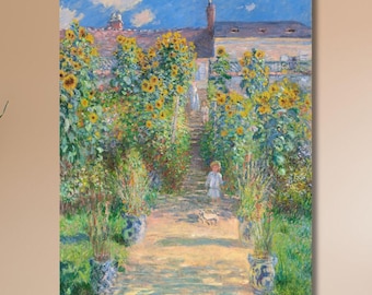 クロード・モネ：ヴェトゥイユの画家の庭（1880）キャンバス壁アート