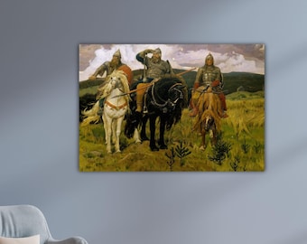 Ivan Vasnetsov - Bogatyrs Canvas Ivan Vasnetsov Wall Art Exhibition Paint Modern Printing Exhibition Poster Gift Home Wall Decor Office Art