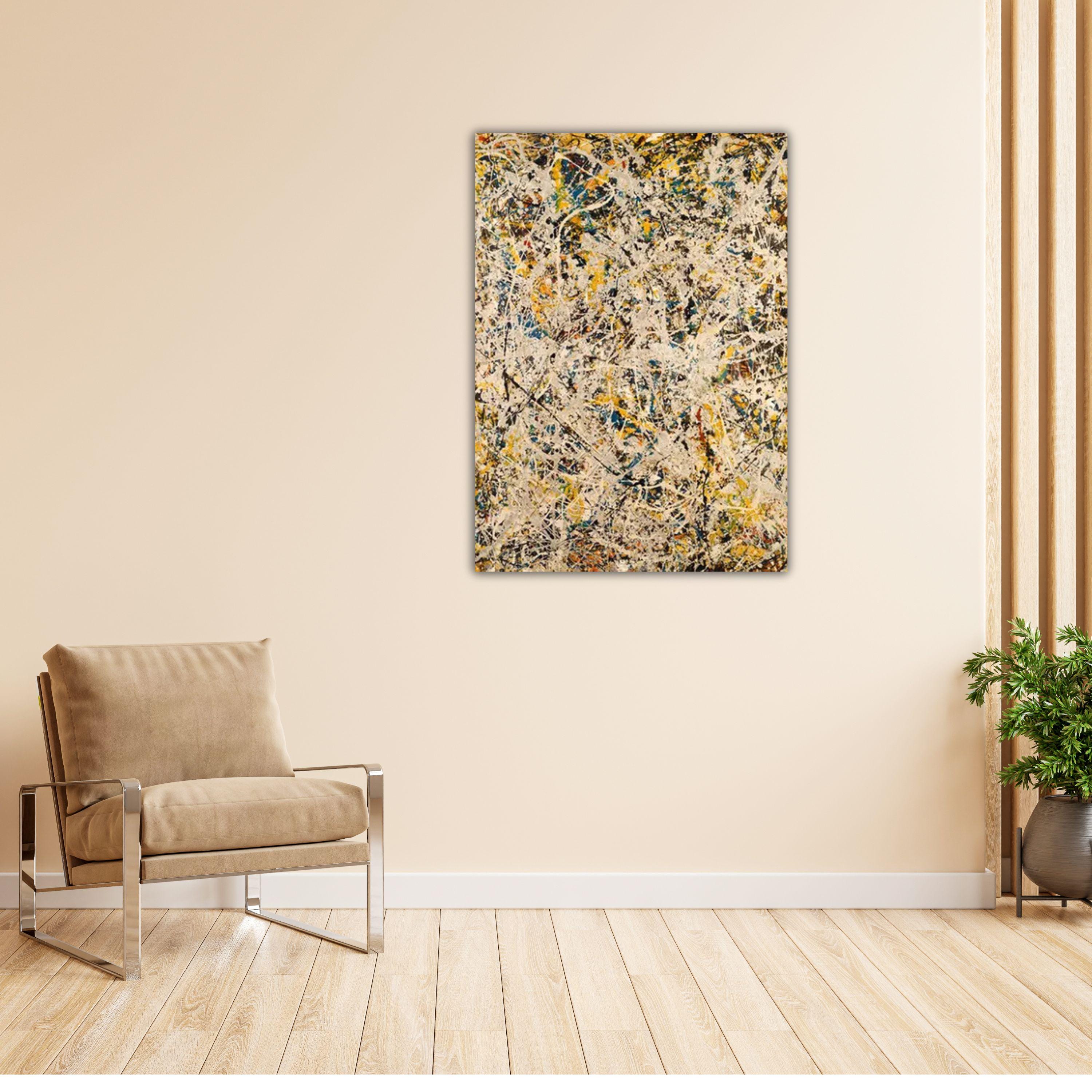 【額装済】Pollock『Number 9, 1949』抽象画 アートポスター Jackson Pollock - No 9 1949 Poster Abstract Wall Art Living Room