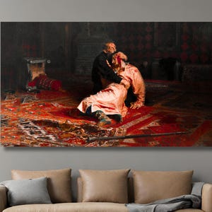 Ivan the Terrible and His Son, Ilya Repin Ivan the Terrible Art, Ilya Repin art, Ivan Terrible, Fine Art Canvas, Gift Idea, Ready To Hang