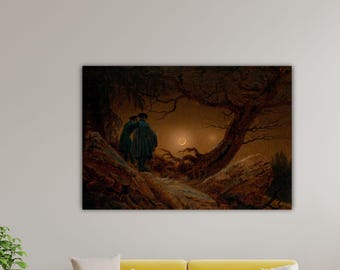 Caspar David Friedrich Two Men Contemplating the Moon Poster Friedrich Canvas Caspar Paint Friedrich Wall Art Gift Home Wall Decor Printing