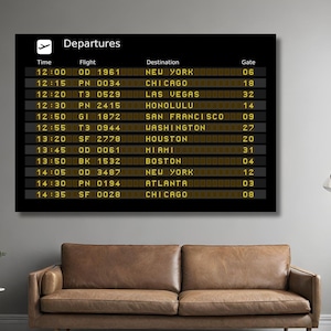 Airport Departure Canvas Art, Custom Departures Art, Airport Departure Board, Gift For Travelers, Departures Sign, Trendy Wall Art