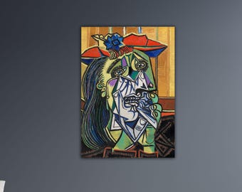 パブロ・ピカソ、泣く女性、リネンキャンバスの油絵複製、手作り品質