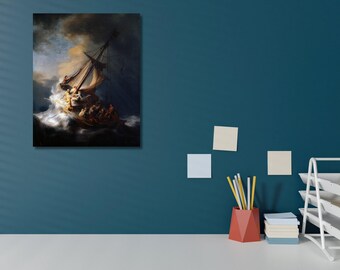 Christ in the Storm on the Sea of Galilee Jesus Calming the Storm by Rembrandt,Exhibition Art,Fine Art Decor,Reproduction Decor,Gift Idea