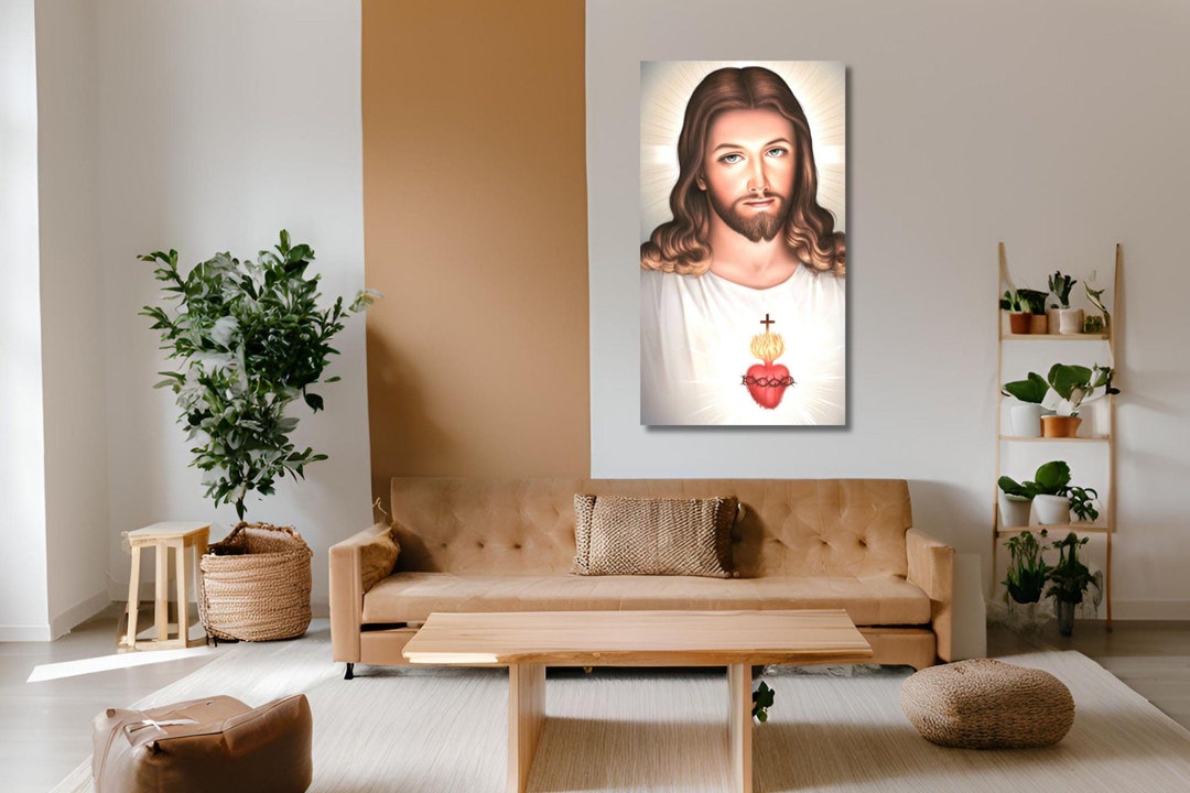 Jesus Portrait Canvas Wall Art, Jesus Face Print, Christian Art ...