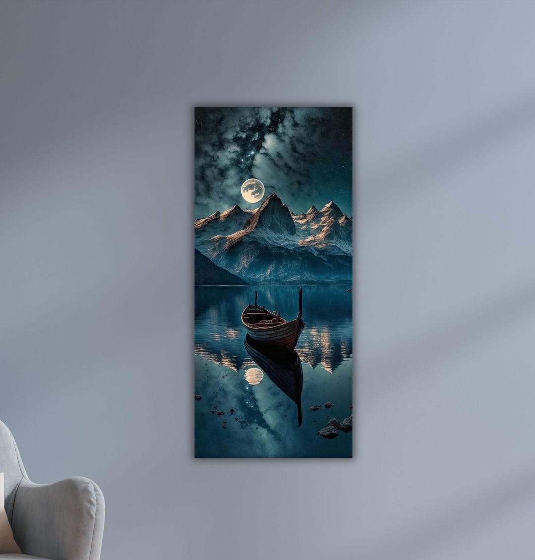 Mystical Mountain Lake Poster Lake Landscape Canvas Nature Wall Art ...