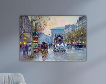 Edouard Leon Cortes Canvas Parisian Street Scene Wall Art Paris