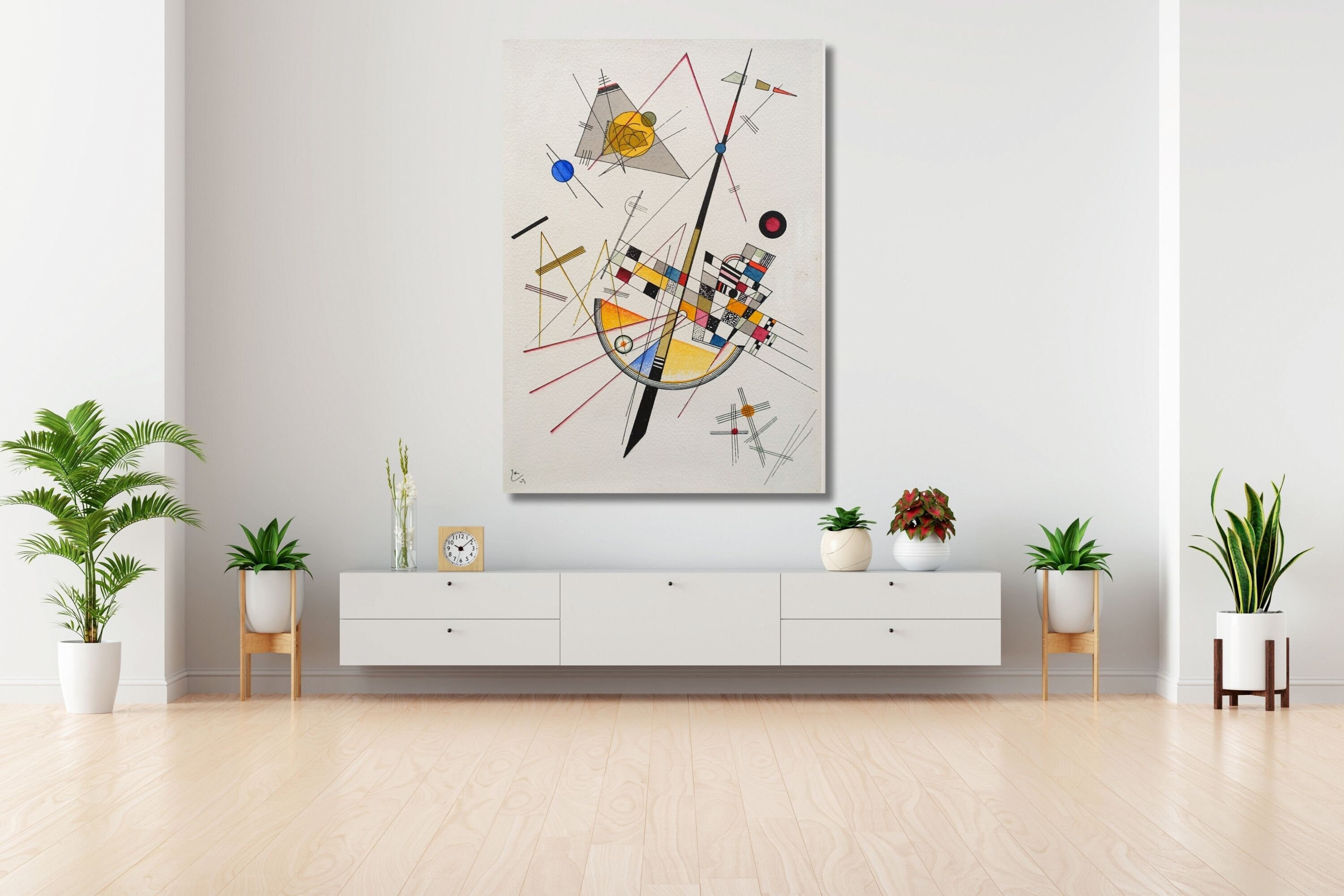 Toile/cadre Décoratif Wassily Kandinsky - Œuvre "Tension Délicate" - Prêt à Accrocher