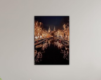 Amsterdam at Christmas Landscape Canvas Amsterdam Wall Art Gift Of Home Decor Printing Nature View Giclee Wall Decor Paint Amsterdam Poster