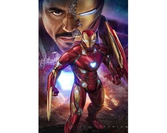 Kit de peinture diamant Iron Man - Ensemble diamant 5D DIY avec accessoires - Pour enfants et adultes - 40 x 30 cm - 16 x 12 pouces - Avengers - Super héros