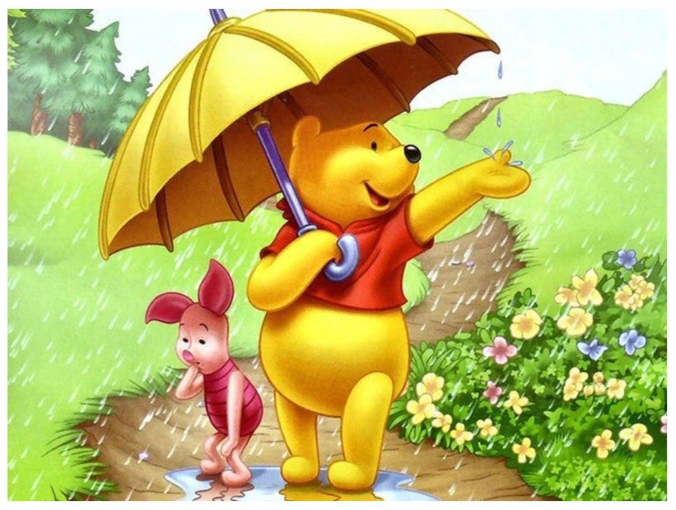 Rainbow Winnie the Pooh Baby Shower Gift Wrap, Umbrella Winnie the