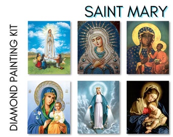 Diamond Painting Kits Saint Mary Collection - 5D DIY Diamond Set with Accessories - For Kids and Adults - 40x30 cm - 16x12 in - Virgin Mary