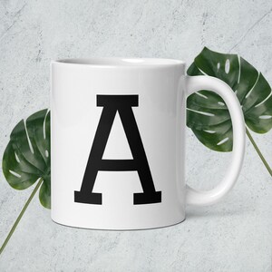 Personalized Monogram Letter A Mug, White Glossy Gift Mug