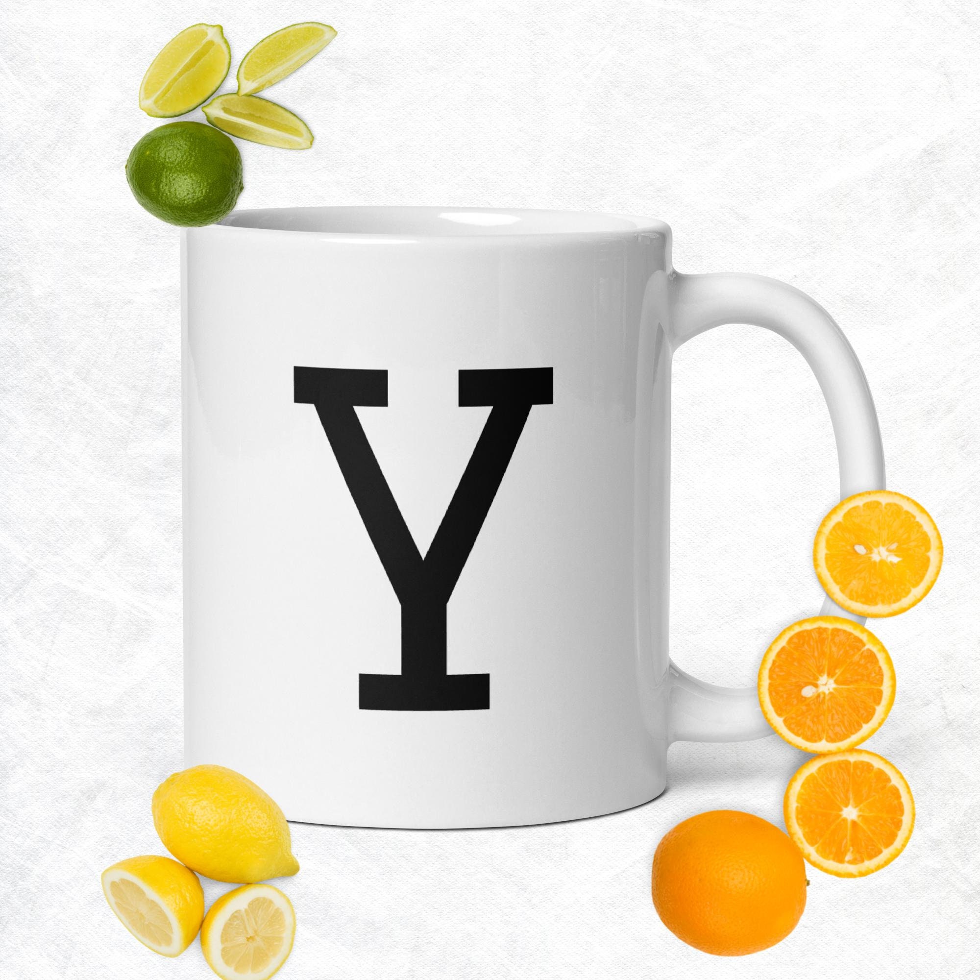 Mug Blanc Céramique - Initiale Y Avec Monogramme Floral