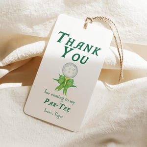 Plantilla editable de etiqueta de regalo con forma de pelota de golf, etiqueta de regalo de cumpleaños para golfistas, etiqueta de regalo de Par-Tee, etiqueta de regalo, imprimible, fiesta de primer año de Mastered, Canva