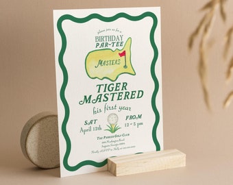 Masters Golf First Birthday Invitation | Mastered First Year | Golf Invite | Birthday Par-Tee | Hole In One | Kids Birthday | Canva Template