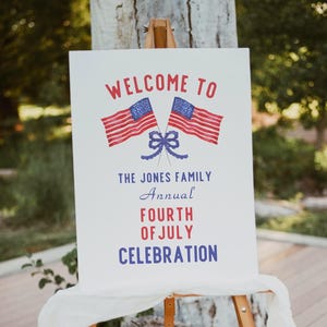4th of July Welcome Sign Editable, BBQ Party Sign, Independence Day Sign, Cookout Sign, Printable Sign, Digital Download, Canva Template