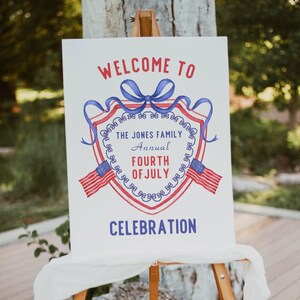 4th of July Welcome Sign Editable, BBQ Party Sign, Independence Day Sign, Cookout Sign, Printable Sign, Digital Download, Canva Template