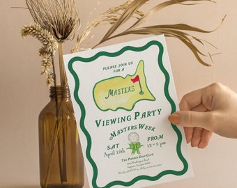 Masters Viewing Party Invitation | Masters Party Theme | Golf Editable Invite | Golf Printable Invite | Watercolor Masters | Canva Template