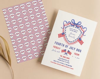 Invitación editable para barbacoa del 4 de julio / Invitación para fiesta del Día de la Independencia / Asado en el patio / Imprimible / Descarga digital / Plantilla Canva