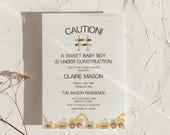 Construction Baby Shower Invitation, Construction Baby Boy Invite, Dump Truck Baby Shower Party Canva Boy Baby Shower Editable Template