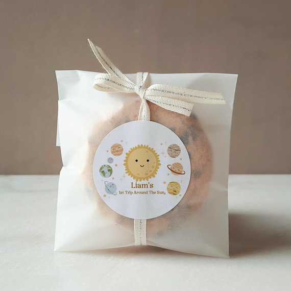 1st Trip Around The Sun Favor Sticker Template, Editable Sticker, First Trip Planets Birthday Party, Instant Download, CANVA Template