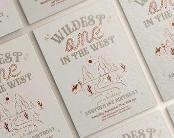 Wildest ONE in the West Invitation Template | Western First Birthday Invite | Cowboy 1st Birthday Invitation | Boho Wild West Desert Invite