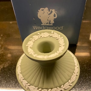 Wedgewood candlestick holder | sage green