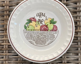 Vintage Apple Pie Recipe Plate | Ironstone Ovenproof Dish | Made in Korea | Large Baking Plate