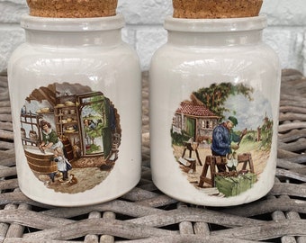Dutch Décor Keramik Senf Töpfe | Handwerkliche Dorfszenen