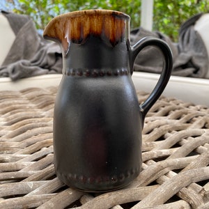 Vintage Crown Lynn Titan Ware Jug | Mid-1970s Drip Glaze Creamer | New Zealand Pottery | Collectible Hobnail Pitcher