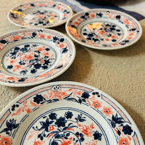Churchill / Motivo Imari / Set di 4 / Piatti da portata / Floreale blu rosso / Prodotto in Inghilterra / Vintage / Massimalista / Stoviglie di design