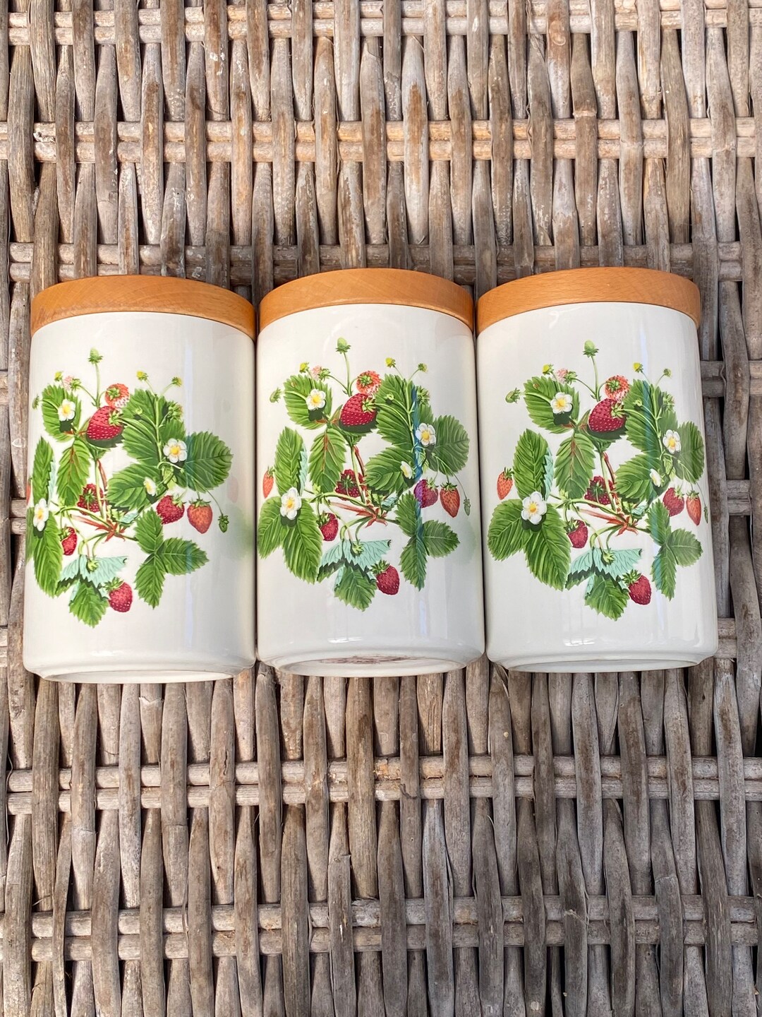 Set of 3 | Portmeirion Summer Strawberries Canister Set | 1985 Vintage ...