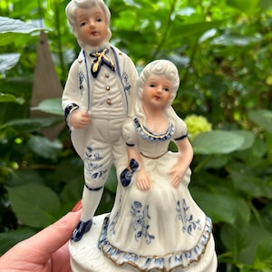 Biscuit Porcelain Figurine | Romantic Baroque Rococo Couple | Home Decoration Gift | Ceramic decor | Blue white