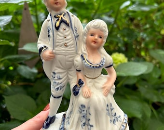 Biscuit Porcelain Figurine | Romantic Baroque Rococo Couple | Home Decoration Gift | Ceramic decor | Blue white