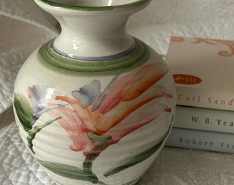 Australian Pottery Vase | Hand Painted Floral 18.5cm